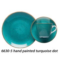 BISTRO Tasse 2,8 dl hand painted turquoise dot