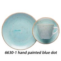 BISTRO Untertasse rechteckig 20x13 cm hand painted blue dot