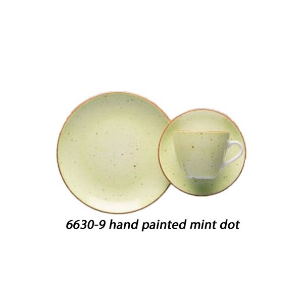 BISTRO Untertasse rechteckig 20x13 cm hand painted mint dot