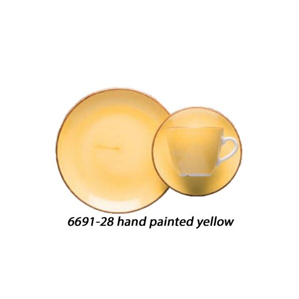 CARRÉ Untertasse quadratisch 14, 0 cm hand painted yellow