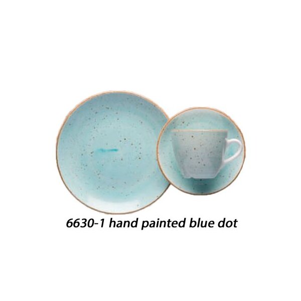 CARRÉ Untertasse quadratisch 14, 0 cm hand painted blue dot