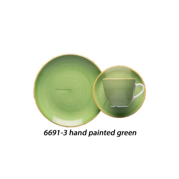 CARRÉ Untertasse quadratisch 14,4 cm hand painted green