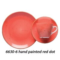 CARRÉ Teller flach 13,0 cm hand painted red dot