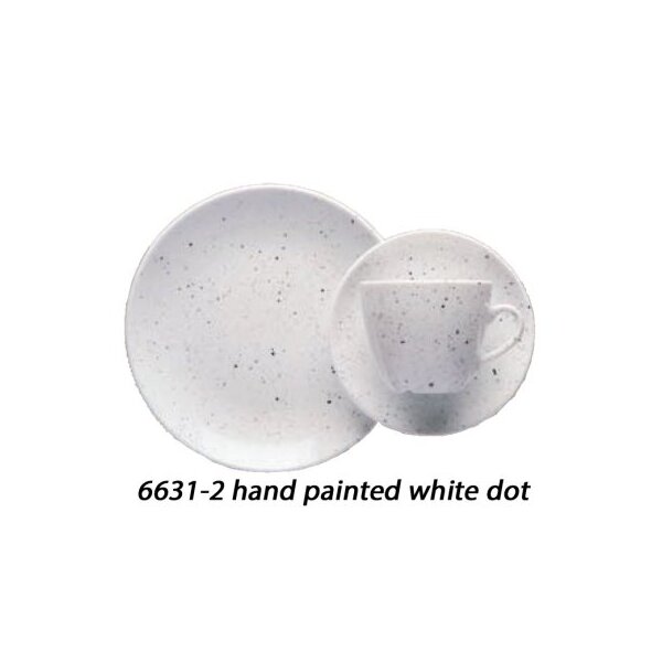 CARRÉ Teller flach 13,0 cm hand painted white dot