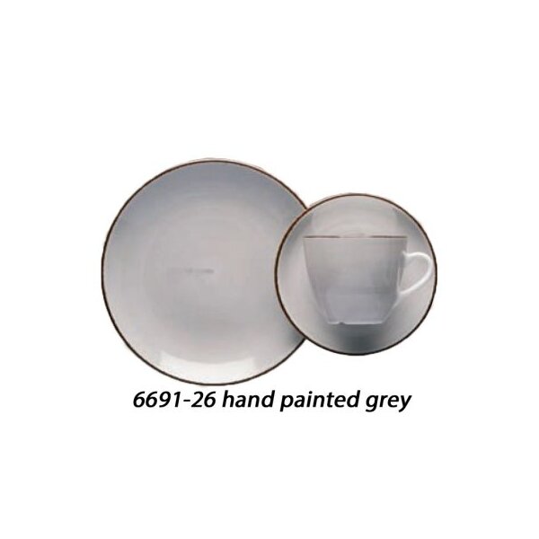 CARRÉ Teller flach 14.8 cm hand painted grey