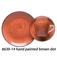 CARRÉ Teller flach 21,5 cm hand painted brown dot