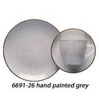 Courage Teller flach (Untertasse) 20,5 cm hand painted grey