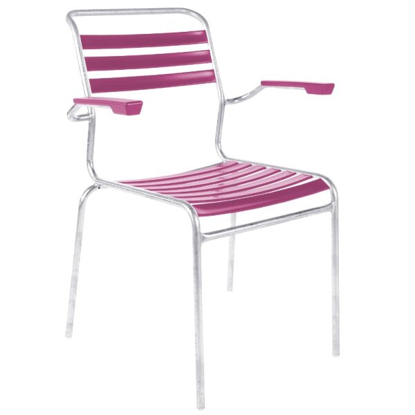 SÄNTIS Lättlistuhl mit Armlehnen feuerverzinkt Pink